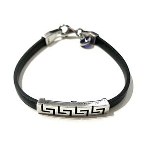 Sterling Silver Greek Rubber Evil Eye Bracelet